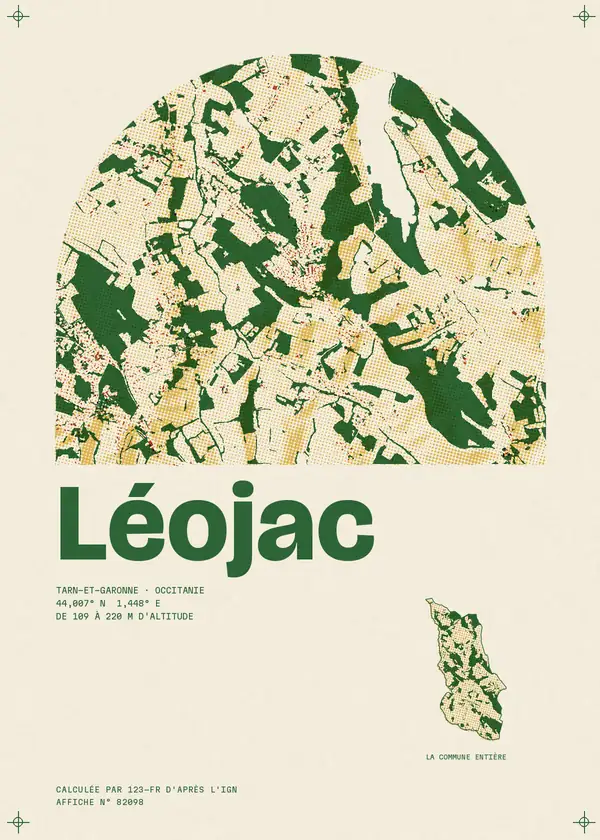 Affiche de Léojac, calculée par 123-fr d'après l'IGN