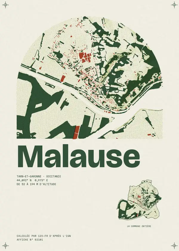 Affiche de Malause, calculée par 123-fr d'après l'IGN