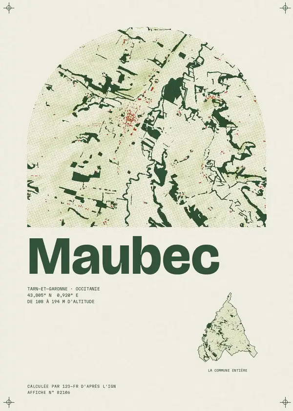 Affiche de Maubec, calculée par 123-fr d'après l'IGN