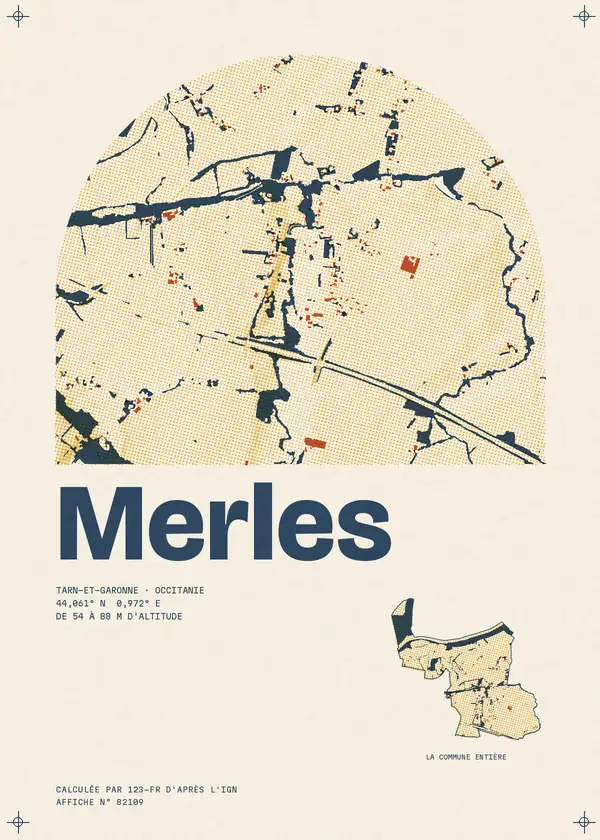 Affiche de Merles, calculée par 123-fr d'après l'IGN