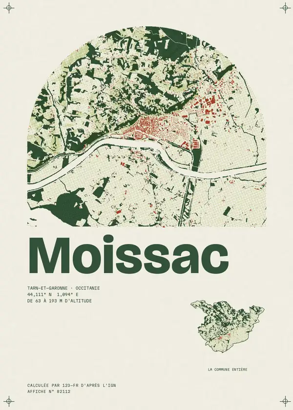 Affiche de Moissac, calculée par 123-fr d'après l'IGN