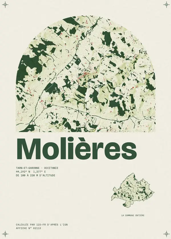 Affiche de Molières, calculée par 123-fr d'après l'IGN