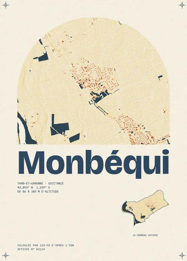 Affiche de Monbéqui, calculée par 123-fr d'après l'IGN
