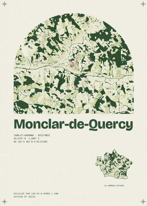 Affiche de Monclar-de-Quercy, calculée par 123-fr d'après l'IGN