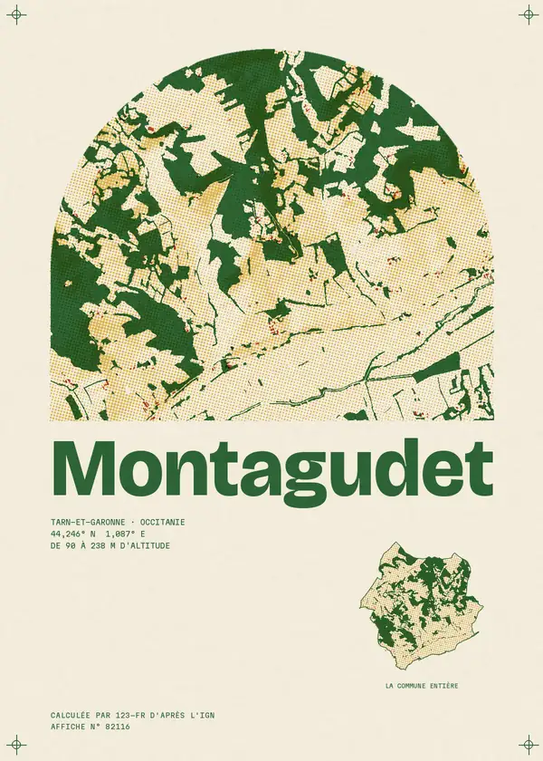 Affiche de Montagudet, calculée par 123-fr d'après l'IGN