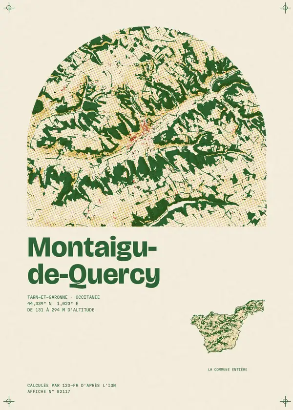 Affiche de Montaigu-de-Quercy, calculée par 123-fr d'après l'IGN