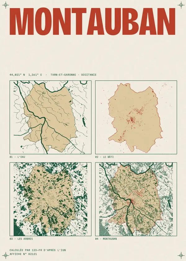 Affiche de Montauban, calculée par 123-fr d'après l'IGN