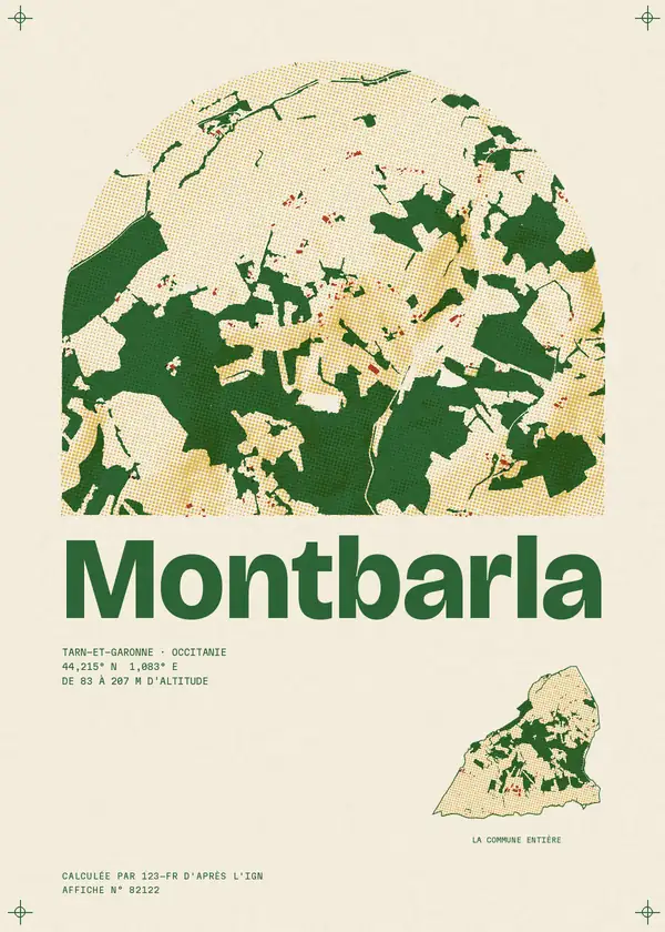 Affiche de Montbarla, calculée par 123-fr d'après l'IGN