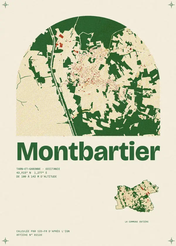 Affiche de Montbartier, calculée par 123-fr d'après l'IGN
