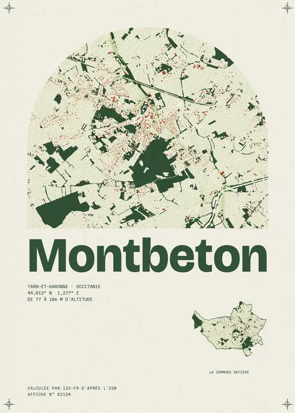 Affiche de Montbeton, calculée par 123-fr d'après l'IGN