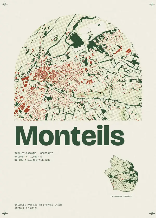 Affiche de Monteils, calculée par 123-fr d'après l'IGN