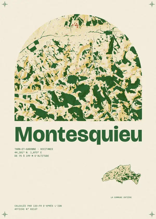 Affiche de Montesquieu, calculée par 123-fr d'après l'IGN