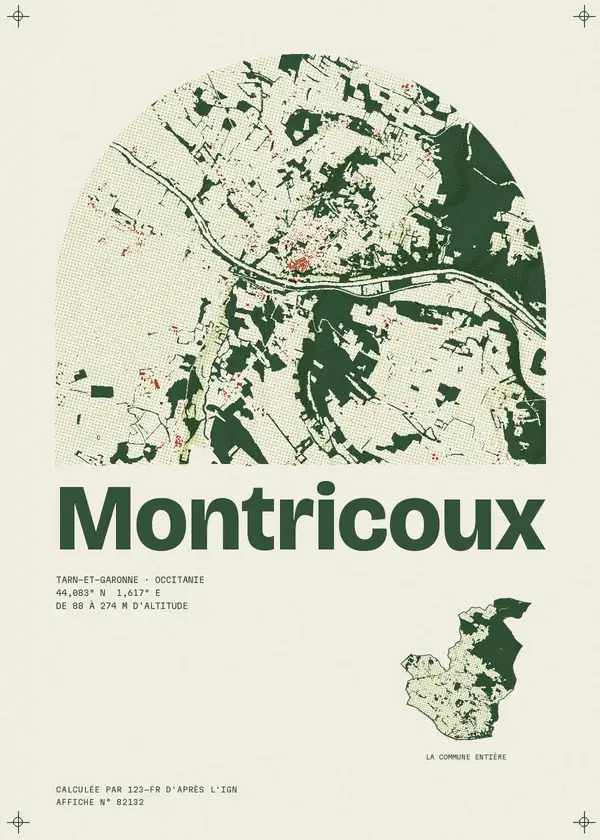 Affiche de Montricoux, calculée par 123-fr d'après l'IGN
