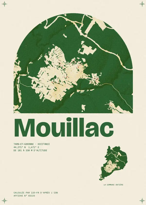 Affiche de Mouillac, calculée par 123-fr d'après l'IGN