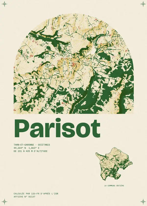 Affiche de Parisot, calculée par 123-fr d'après l'IGN