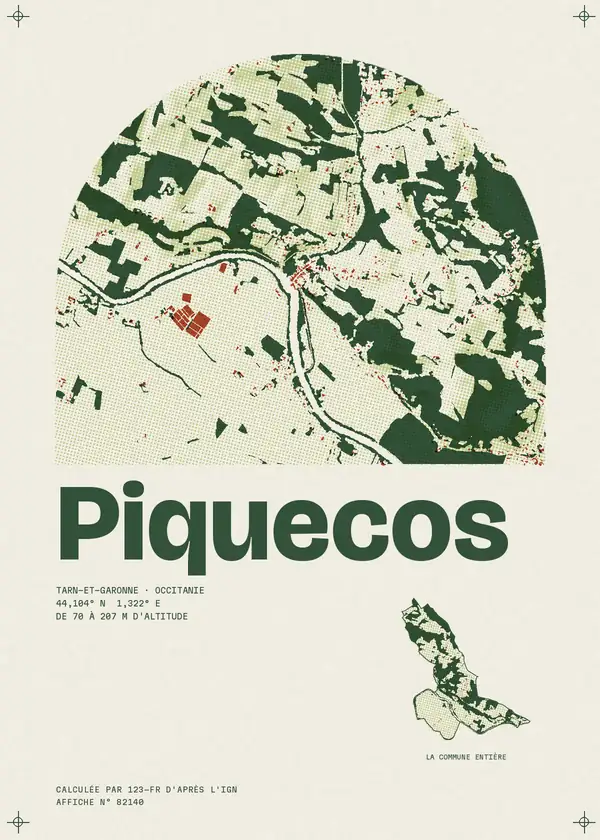 Affiche de Piquecos, calculée par 123-fr d'après l'IGN