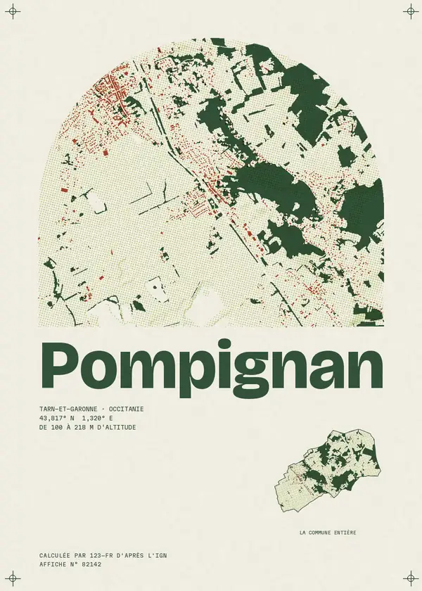 Affiche de Pompignan, calculée par 123-fr d'après l'IGN