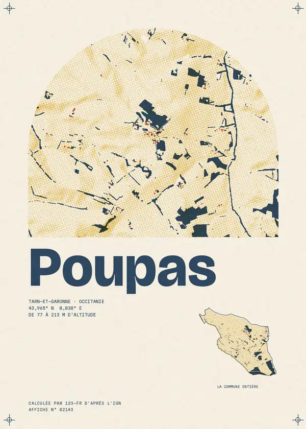 Affiche de Poupas, calculée par 123-fr d'après l'IGN