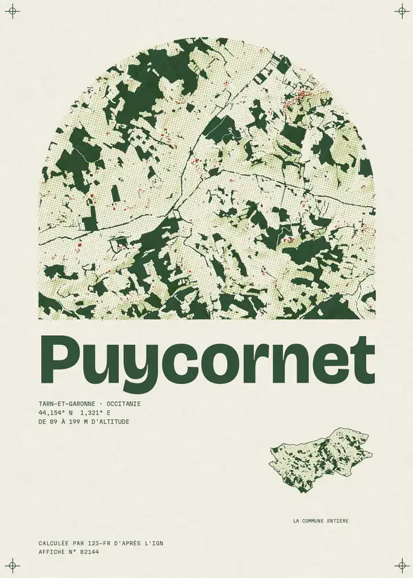 Affiche de Puycornet, calculée par 123-fr d'après l'IGN