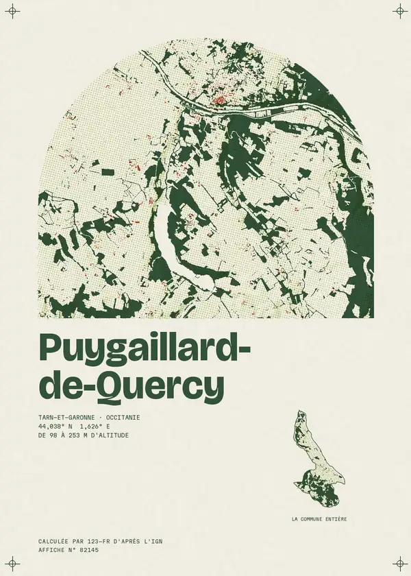 Affiche de Puygaillard-de-Quercy, calculée par 123-fr d'après l'IGN