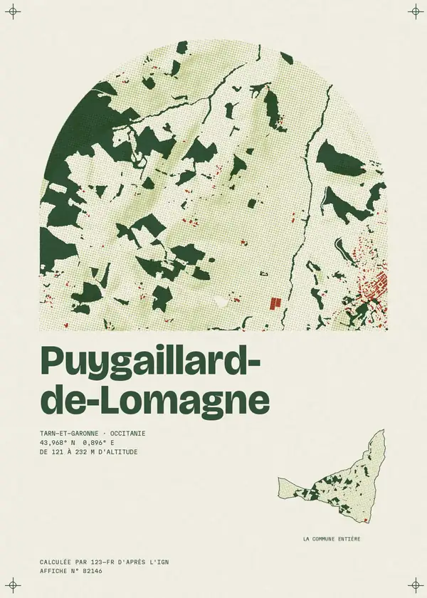 Affiche de Puygaillard-de-Lomagne, calculée par 123-fr d'après l'IGN