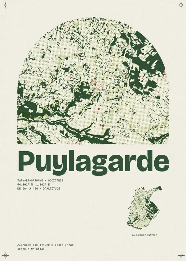 Affiche de Puylagarde, calculée par 123-fr d'après l'IGN
