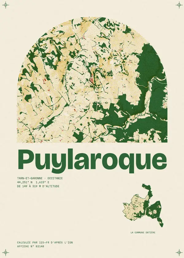 Affiche de Puylaroque, calculée par 123-fr d'après l'IGN