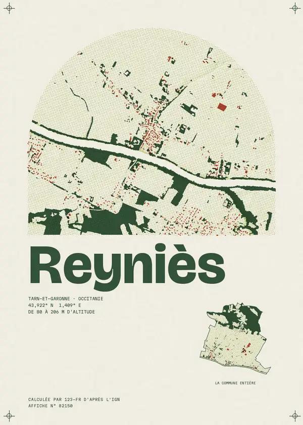Affiche de Reyniès, calculée par 123-fr d'après l'IGN