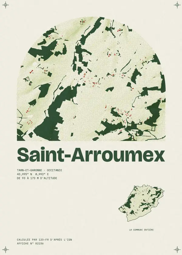 Affiche de Saint-Arroumex, calculée par 123-fr d'après l'IGN