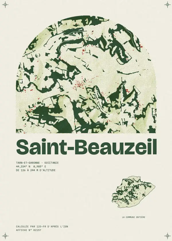 Affiche de Saint-Beauzeil, calculée par 123-fr d'après l'IGN