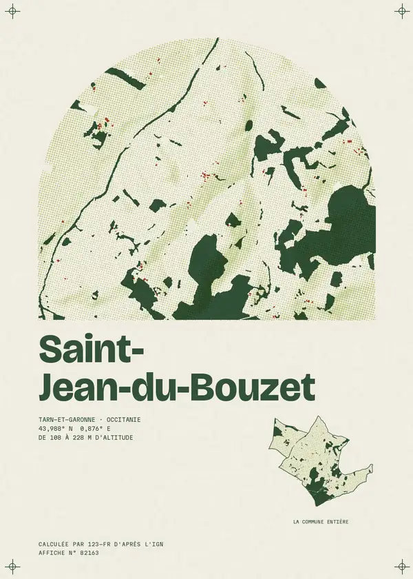 Affiche de Saint-Jean-du-Bouzet, calculée par 123-fr d'après l'IGN