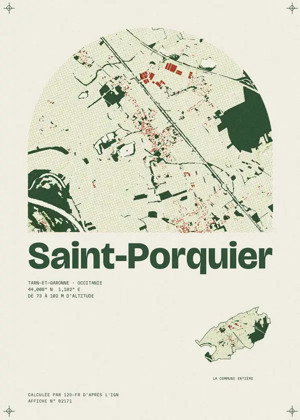 Affiche de Saint-Porquier, calculée par 123-fr d'après l'IGN