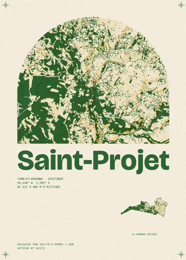 Affiche de Saint-Projet, calculée par 123-fr d'après l'IGN