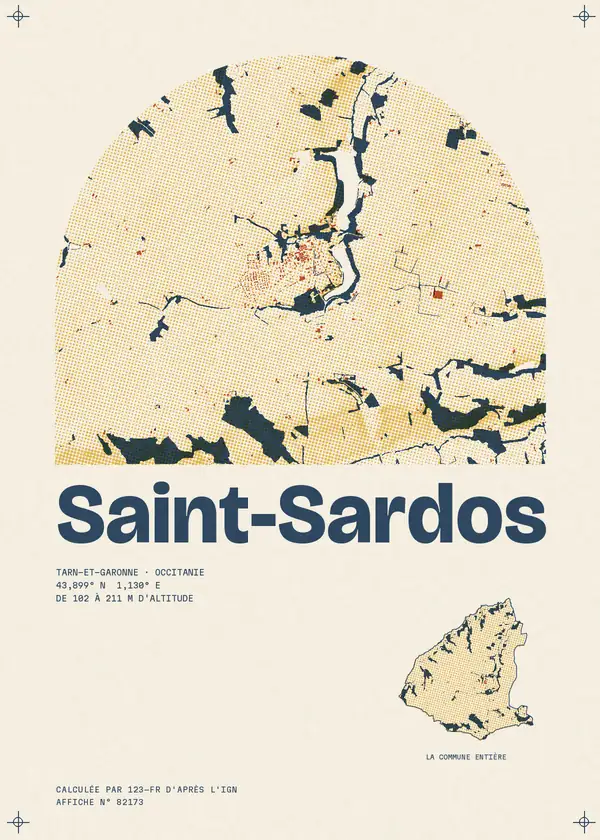 Affiche de Saint-Sardos, calculée par 123-fr d'après l'IGN
