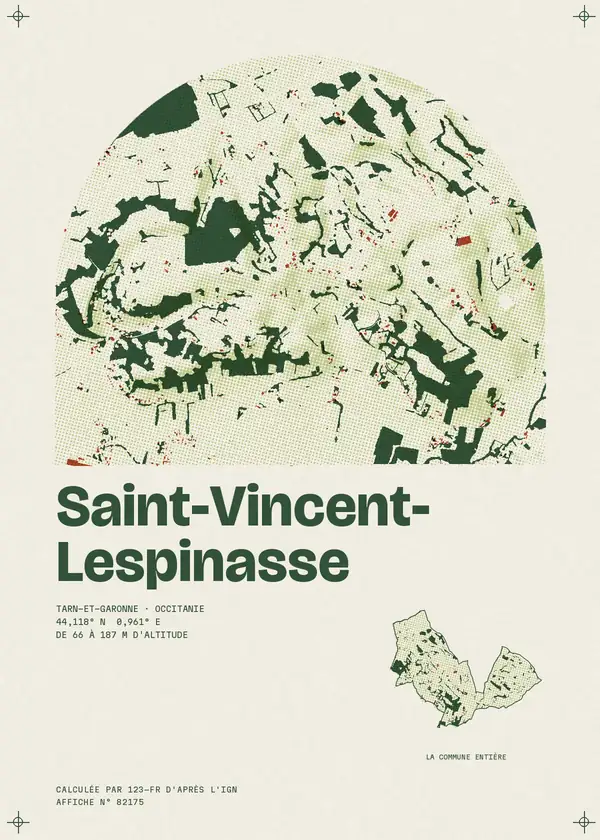 Affiche de Saint-Vincent-Lespinasse, calculée par 123-fr d'après l'IGN