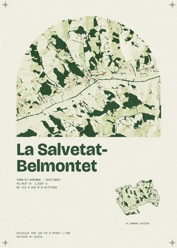 Affiche de La Salvetat-Belmontet, calculée par 123-fr d'après l'IGN