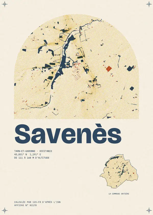 Affiche de Savenès, calculée par 123-fr d'après l'IGN