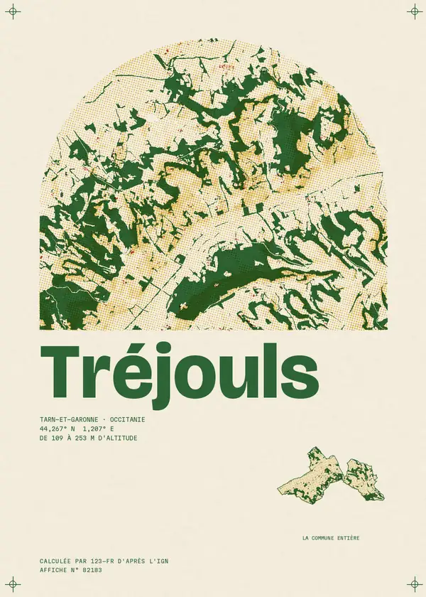 Affiche de Tréjouls, calculée par 123-fr d'après l'IGN