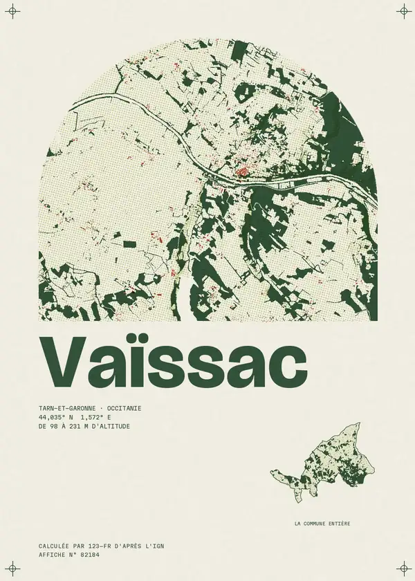 Affiche de Vaïssac, calculée par 123-fr d'après l'IGN