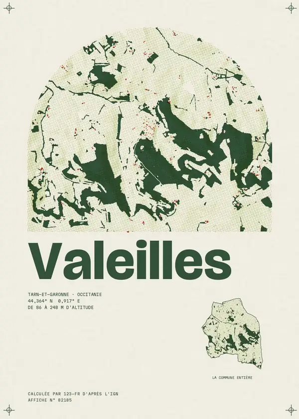 Affiche de Valeilles, calculée par 123-fr d'après l'IGN