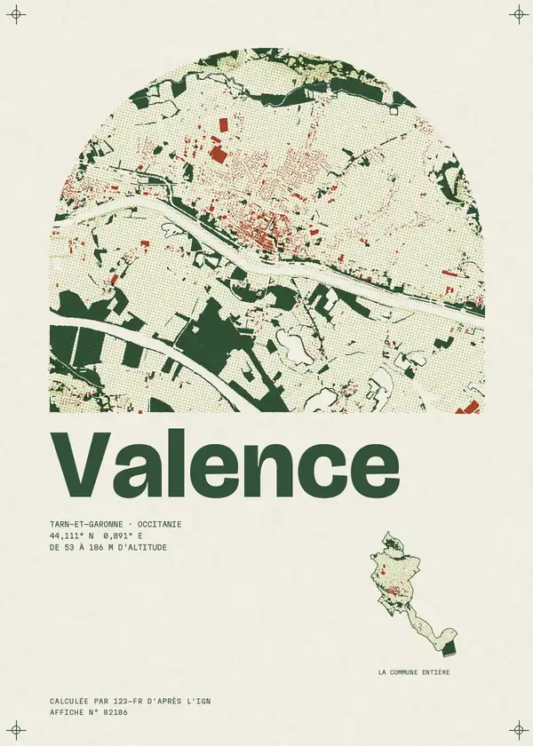 Affiche de Valence, calculée par 123-fr d'après l'IGN