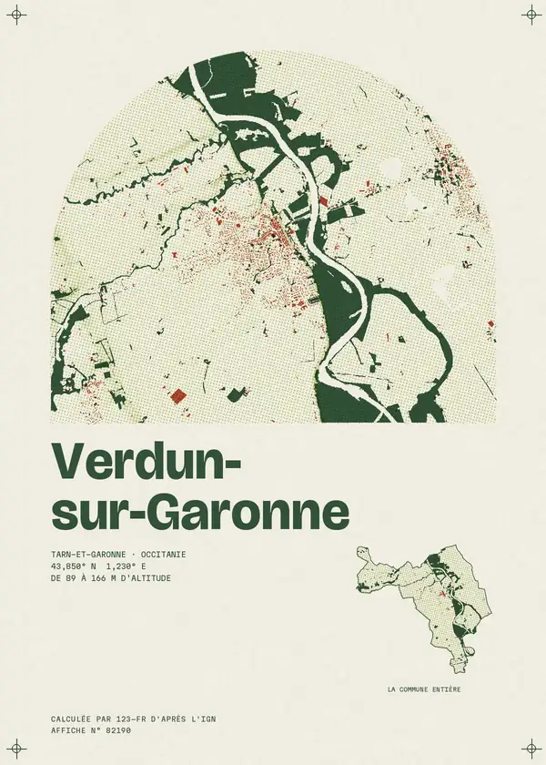 Affiche de Verdun-sur-Garonne, calculée par 123-fr d'après l'IGN