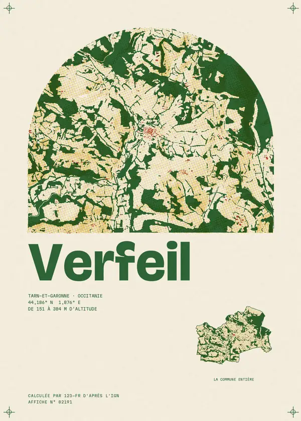 Affiche de Verfeil, calculée par 123-fr d'après l'IGN
