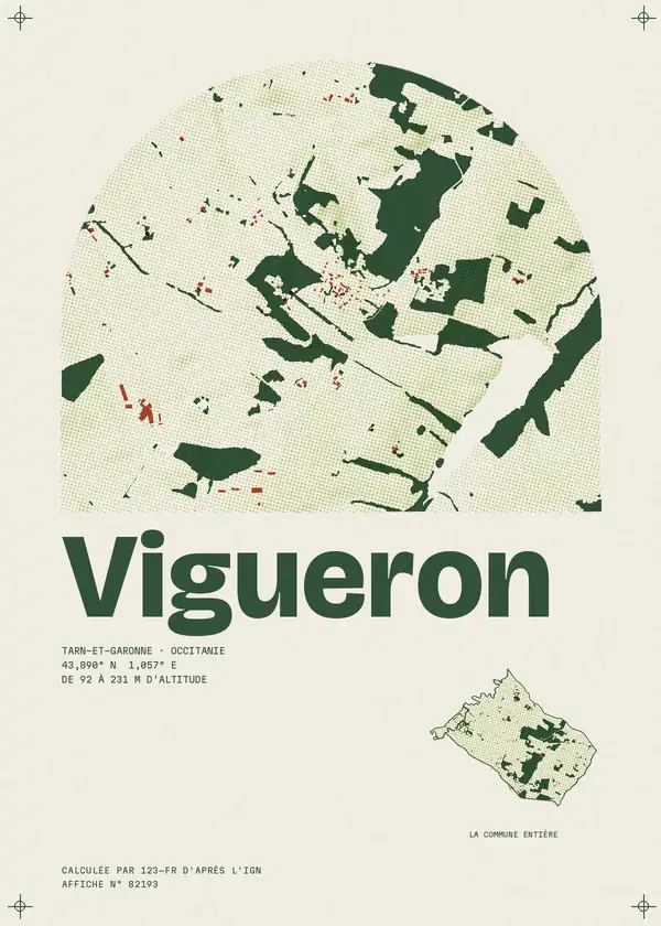 Affiche de Vigueron, calculée par 123-fr d'après l'IGN