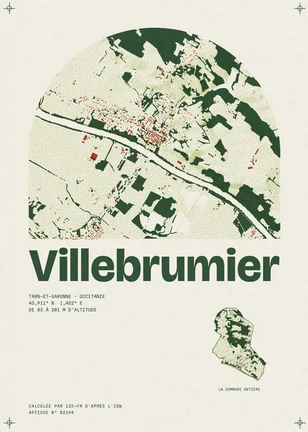 Affiche de Villebrumier, calculée par 123-fr d'après l'IGN