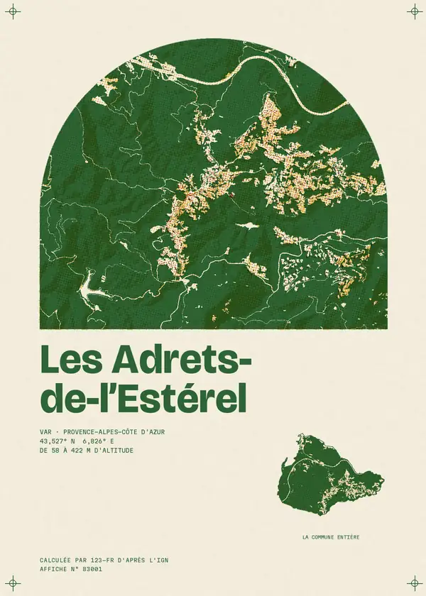 Affiche de Les Adrets-de-l'Estérel, calculée par 123-fr d'après l'IGN