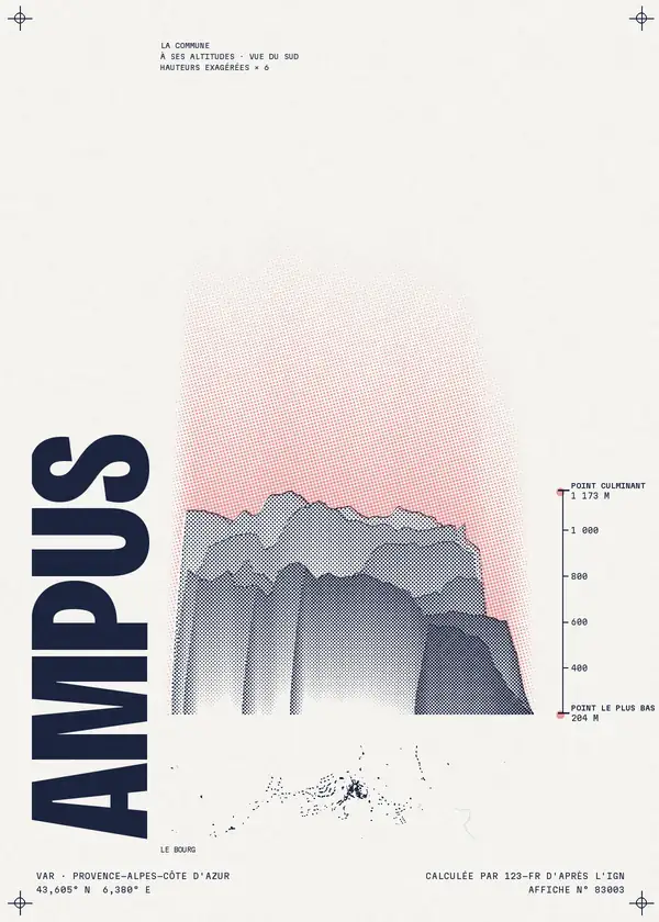 Affiche de Ampus, calculée par 123-fr d'après l'IGN