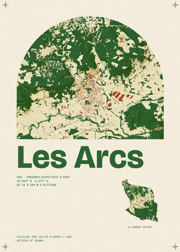 Affiche de Les Arcs, calculée par 123-fr d'après l'IGN
