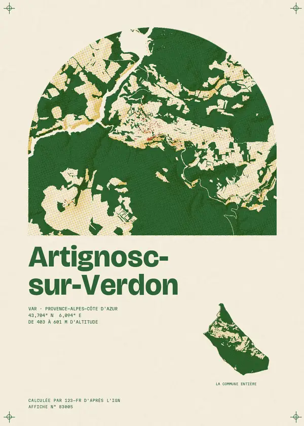 Affiche de Artignosc-sur-Verdon, calculée par 123-fr d'après l'IGN
