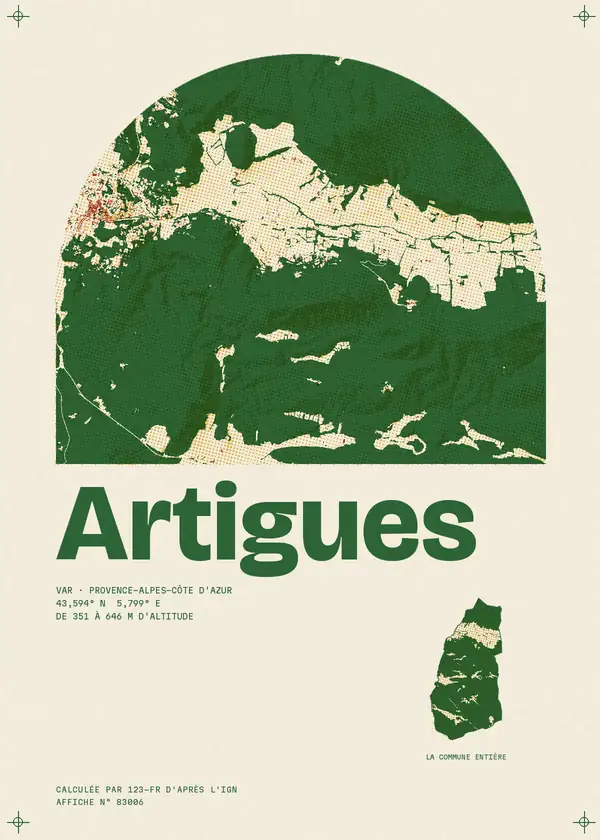 Affiche de Artigues, calculée par 123-fr d'après l'IGN